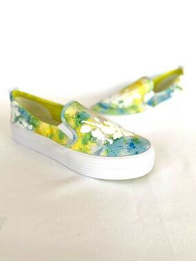 Sperry Crest Vibe Platform Neon Tropical Hibiscus Sneaker Size 9 NWOB